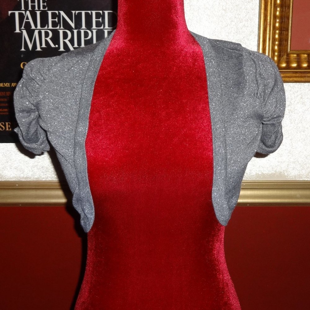 Silvery Gray Small Cropped Sweater Shrug!